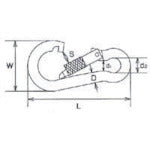 Mizumoto Stainless Steel Snap Hook with Ring NB Type, Wire Diameter 6mm, Length 61mm, B-2273, 1 pc