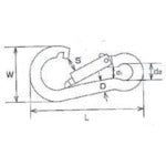 Mizumoto Stainless Steel Snap Hook Type B, Wire Diameter 3mm, Length 38mm, B-3S, 1 pc