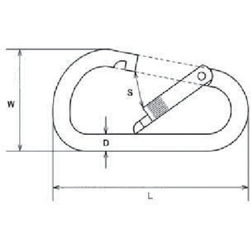 미즈모토 스테인리스 카라비나 D형(환 없음) 선경 10mm 길이 115mm KD-10A 1개