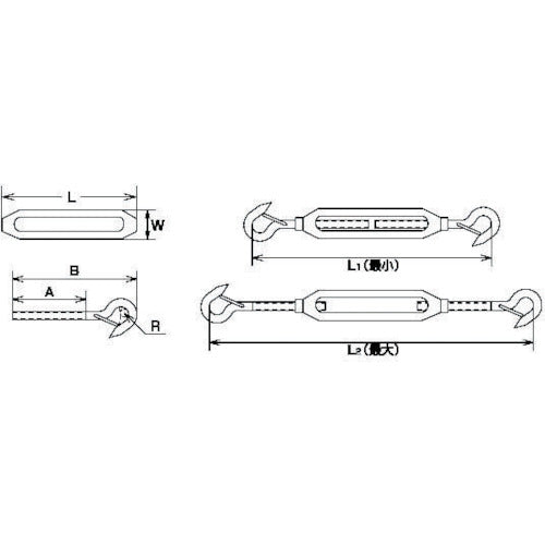 미즈모토 스테인리스 프레임식 턴버클 분리 방지 부착(훅 &amp; 훅) 비틀림 지름 3분