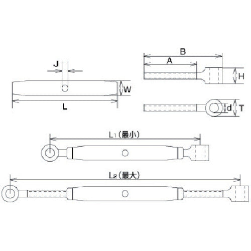 Mizumoto Stainless Steel Pipe Turnbuckle A&amp;A Twist Diameter 2 Minutes TBP-6A 1 Piece