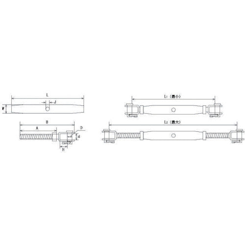 Mizumoto Stainless Steel Pipe Turnbuckle J&amp;J Screw Diameter 2.5mm TBP-8J 1 pc