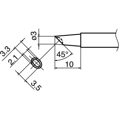 白光　こて先　３ＢＣ型　溝付　はんだメッキ　１ｍｍ　T13-BCM3　1 個