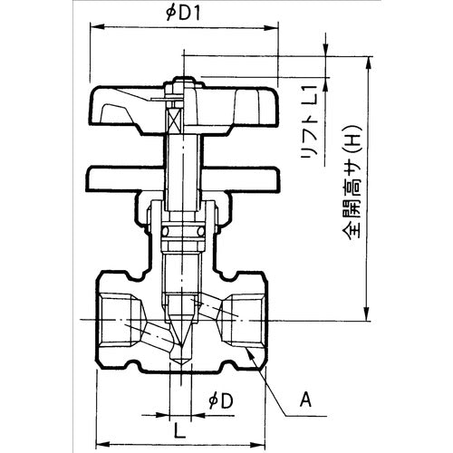 Ｆｕｊｉｋｉｎ　黄銅製ニードルバルブ３／８Ｂ　プロペラナット付き　DH-12LC-R　1 個