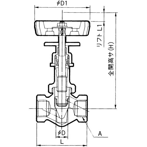 Ｆｕｊｉｋｉｎ　黄銅製ニードルバルブ１／２Ｂ　プロペラナット付き　DH-12LD-R　1 個