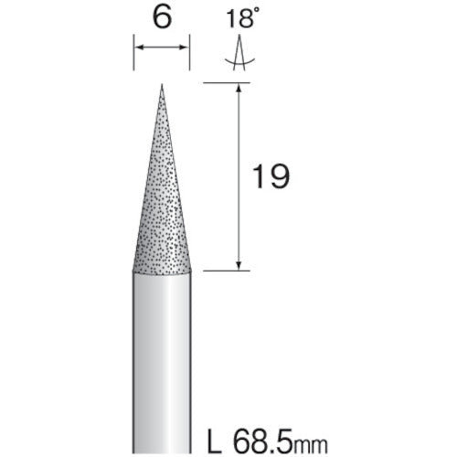 Ｍｉｎｉｍｏ　電着ダイヤモンドバー＃１２０　Φ６　刃長１９ｍｍ　AD3255　1 本