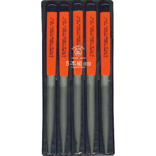 Tsubosan File Set of 5, Semi-round, Oil-grained, HA005-04 1 S