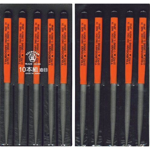 Tsubosan File Set, 10-piece Set, Half-round, Oil-grained, HA010-04 1 S