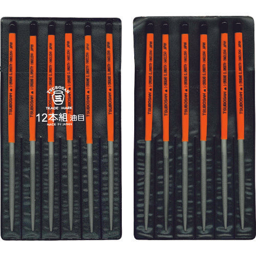 12-piece set of Tsubosan files, half-round, oil-grained, HA012-04 1 S