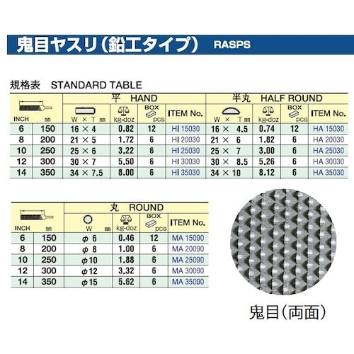 ツボサン　鉛木工ヤスリ　丸　３００ｍｍ　鬼目　MA30090　1 本