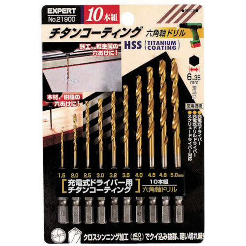 ＲＥＬＩＥＦ　鉄工用チタンコーティング六角軸ドリル　NO.21900　1 個