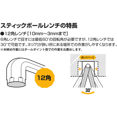 ワイズ　スティックボールレンチ　単品　SBS-100　1 個