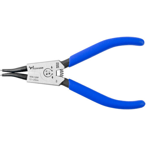 TTC KingTTC Hard Bit Snap Ring Pliers for Shafts, Straight Jaws, Spring Attached, Total Length 145mm, SES-125P, 1 Piece