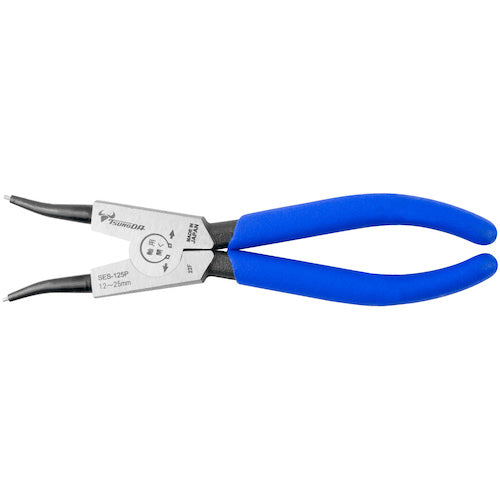 TTC KingTTC Hard Bit Snap Ring Pliers for Shafts, Straight Jaws, Spring Attached, Total Length 145mm, SES-125P, 1 Piece