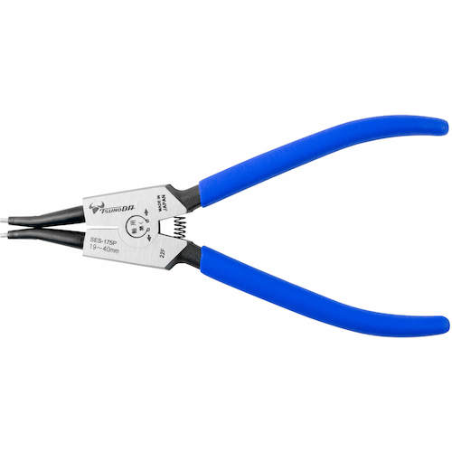 TTC KingTTC Hard Bit Snap Ring Pliers for Shafts, Straight Jaws, Spring Attached, Total Length 177mm, SES-175P, 1 Piece