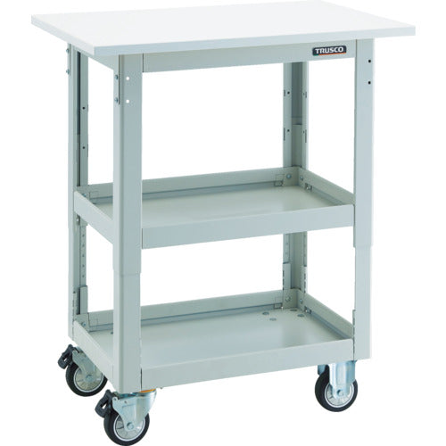 TRUSCO Tool Wagon Dolphin Height Adjustable with Top Plate, 4 Swivel Urethane Wheels, White DLWS-A963TUJ-W 1 Unit