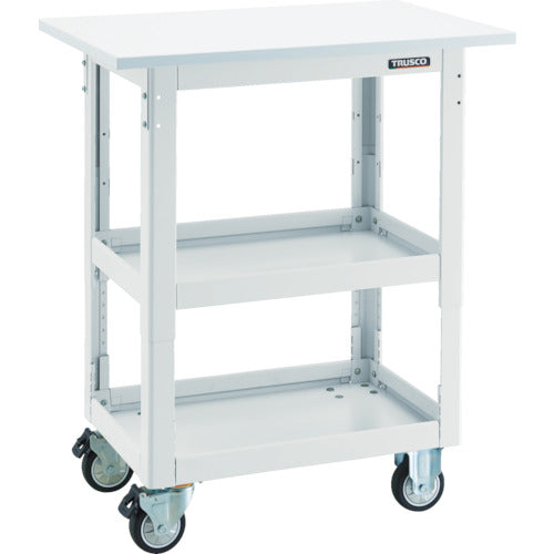 TRUSCO Tool Wagon Dolphin Height Adjustable with Top and Urethane Wheels White DLWS-A963TU-W 1 Unit