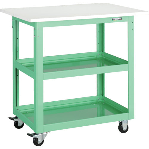 TRUSCO 툴 왜건 돌고래 높이 조절식 천판 부착 우레탄 바퀴 영 그린 DLWS-A973TU-YG 1대