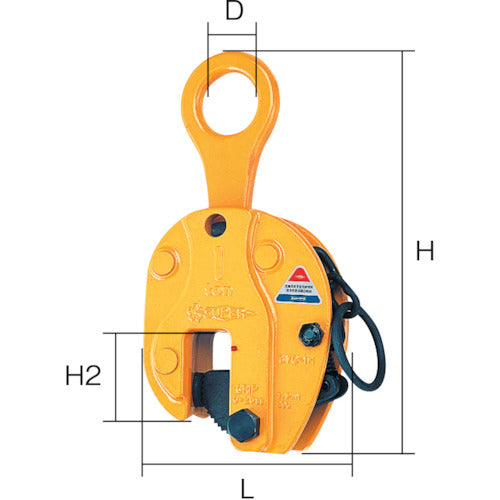 スーパー　タテ吊クランプ　ロックハンドル式　細目仕様　基本使用荷重０．５ｔ　クランプ範囲０〜１９ｍｍ　SVC0.5HN　1 台