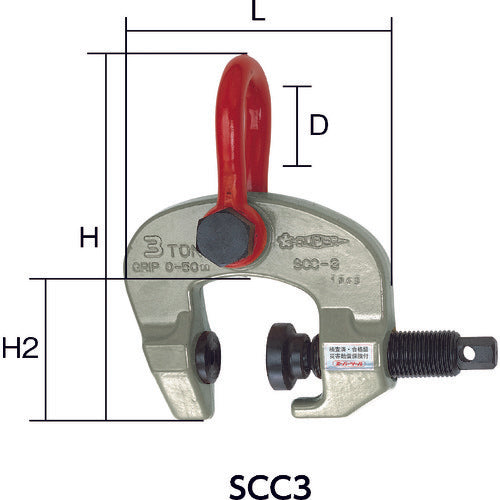 スーパー　スクリューカムクランプ（万能型）容量：０．３ｔｏｎ　クランプ範囲：５０〜１００ｍｍ　SCC0.3W　1 台