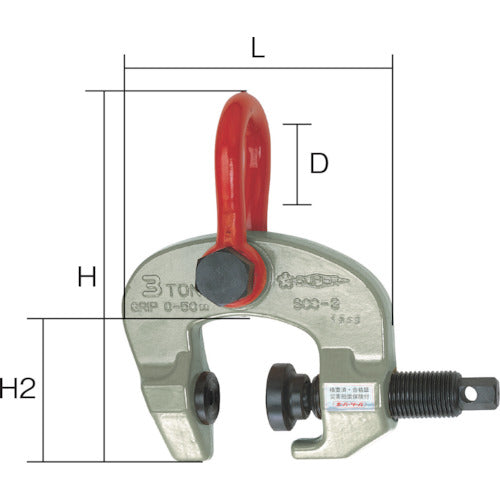 スーパー　スクリューカムクランプ（万能型）容量：０．３ｔｏｎ　クランプ範囲：５０〜１００ｍｍ　SCC0.3W　1 台