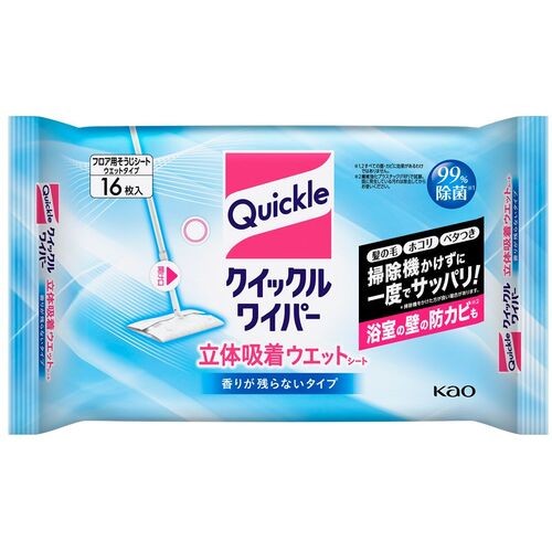 Kao Quickle Wiper 3D Adsorption Wet Sheets 16 Sheets 327826 1 Bag