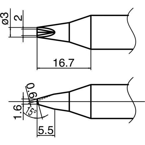 白光　ステーション型はんだこて用交換こて先　溝付　こて先径Φ３．０ｍｍ　T33-1610　1 本