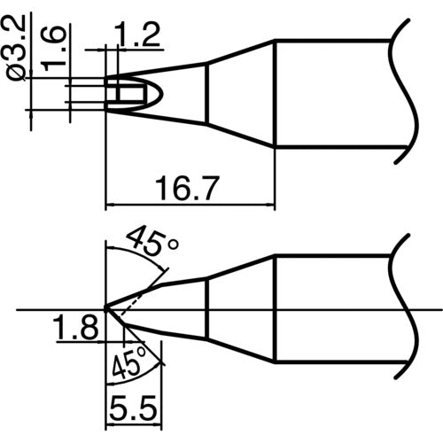 白光　ステーション型はんだこて用交換こて先　溝付　こて先径Φ３．２ｍｍ　T33-1611　1 本