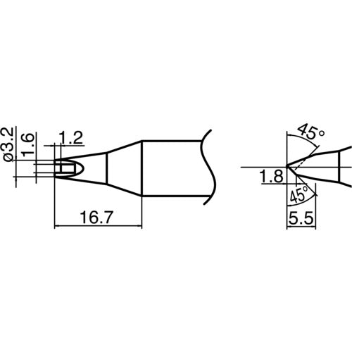 白光　ステーション型はんだこて用交換こて先　溝付　こて先径Φ３．２ｍｍ　T33-1611　1 本