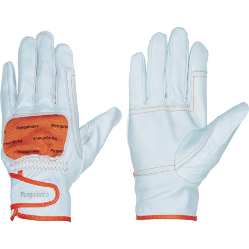 Penguin Ace Japanese Cowhide Leather Gloves (Velcro Cuffs) Rescue Orange Free Size TH-504 1 Pair