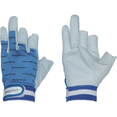 펭귄 에이스 국산 소 가죽 장갑 오픈 핑거 블루 L 사이즈 TH-534 1 쌍