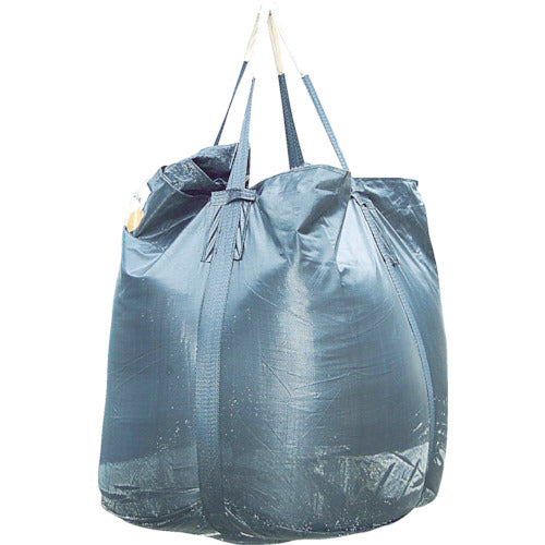 Asahi Container Bag, Round (Draining Mesh Type), with Drainage Outlet, Black, 1000kg Type, 050514, 1 Bag