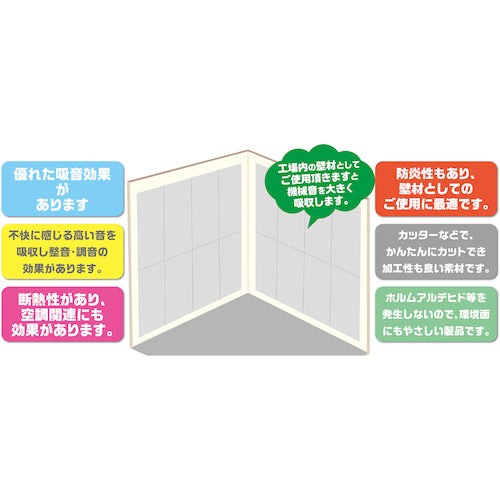 光　吸音フェルト　１８２０×９１０×９　グレー　KQFT9118-1　1 枚