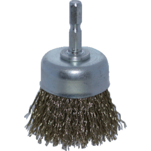 TRUSCO Shaft Cup Brush Φ50 x Shaft 6.35 Brass Plated Steel Wire 0.25 Wire TB-6621-60 1 pc