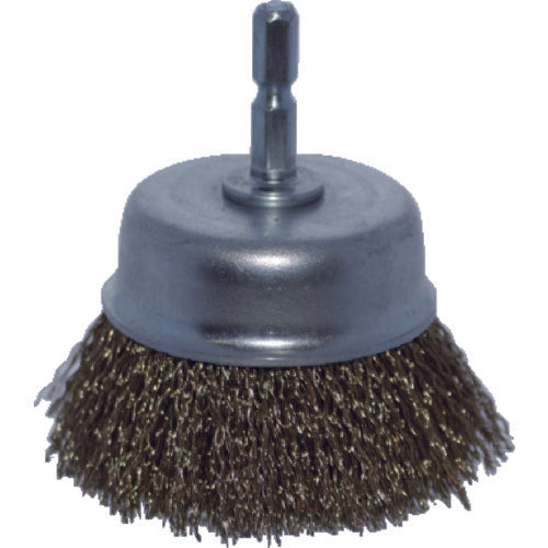 TRUSCO Shaft Cup Brush Φ65 x Shaft 6.35 Brass Plated Steel Wire 0.25 Wire TB-6631-60 1 pc