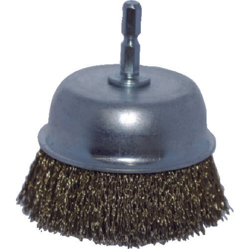 TRUSCO Shaft Cup Brush Φ75 x Shaft 6.35 Brass Plated Steel Wire 0.25 Wire TB-6641-60 1 pc