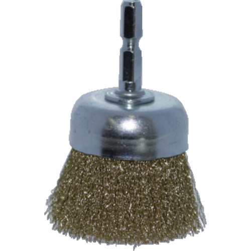 TRUSCO Shaft Cup Brush Φ50 x Shaft 6.35 Brass Wire 0.15 Wire TB-6624-60 1 pc