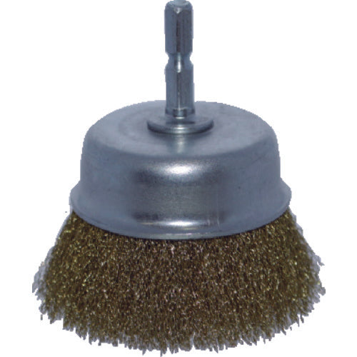 TRUSCO Shaft Cup Brush Φ65 x Shaft 6.35 Brass Wire 0.15 Wire TB-6634-60 1 pc