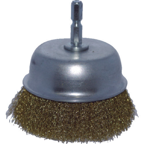 TRUSCO Shaft Cup Brush Φ75 x Shaft 6.35 Brass Wire 0.15 Wire TB-6644-60 1 pc