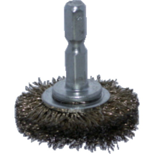 TRUSCO Shaft Wheel Brush φ38 x Shaft 6.35 Brass Plated Steel Wire Wire Diameter 0.2 TB-6211-60 1 pc