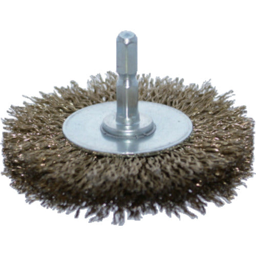 ＴＲＵＳＣＯ　軸付ホイールブラシ　φ７５Ｘ軸６．３５　真鍮メッキ鋼線　線径０．２　TB-6241-60　1 個