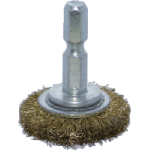 TRUSCO Shaft Wheel Brush φ32 x Shaft 6.35 Brass Wire Wire Diameter 0.15 TB-6204-60 1 pc