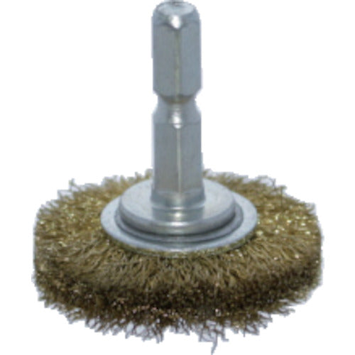 TRUSCO Shaft Wheel Brush φ38 x Shaft 6.35 Brass Wire Wire Diameter 0.15 TB-6214-60 1 pc