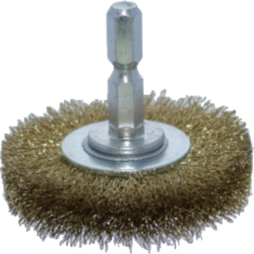 ＴＲＵＳＣＯ　軸付ホイールブラシ　φ５０Ｘ軸６．３５　真鍮線　線径０．１５　TB-6224-60　1 個