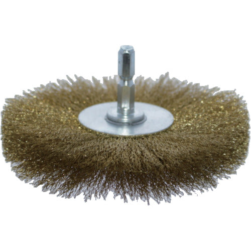 TRUSCO Shaft Wheel Brush φ100 x Shaft 6.35 Brass Wire Wire Diameter 0.15 TB-6254-60 1 pc