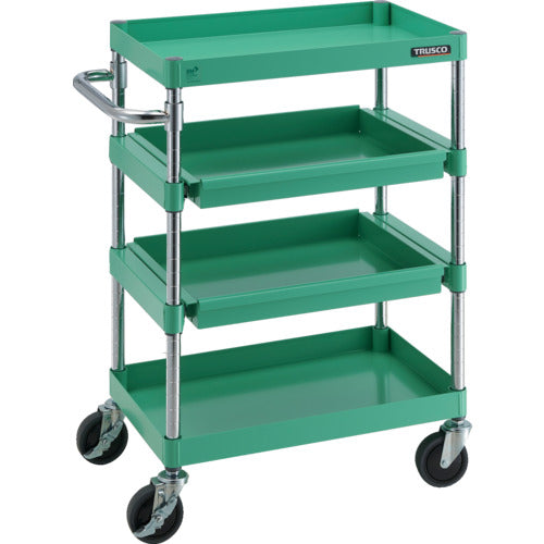 TRUSCO Tool Wagon Phoenix Wagon, Low-noise, 600 x 400, 4-tier, 2-tier slide, Young Green, PEW-962M2-YG, 1 unit