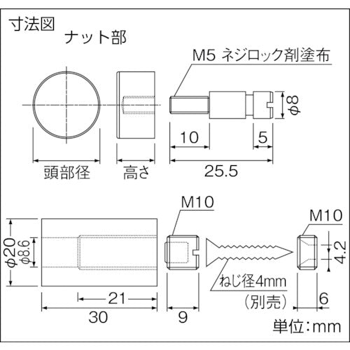 ＴＲＵＳＣＯ　マグネットサインナット　Φ２０―３０　１個入　SN-AA390　1 個