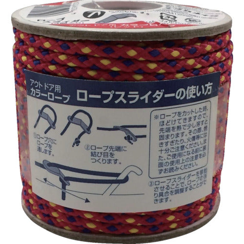 ユタカメイク　アウトドア用カラーロープ　レッド　３．５ｍｍ×２０ｍ　ROC-11　1 巻