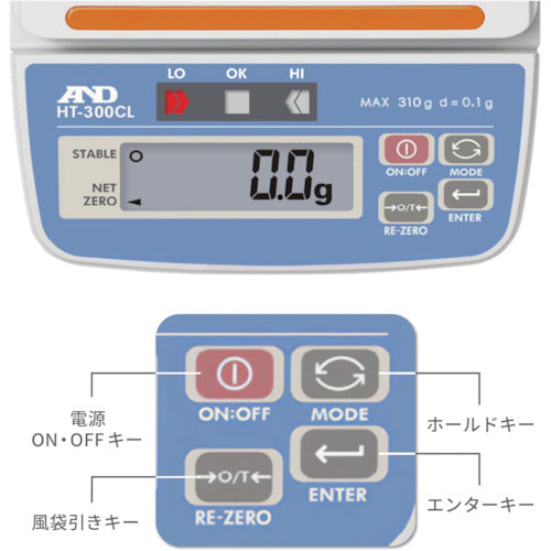 Ａ＆Ｄ　コンパレータライトつきデジタルはかり　ＨＴ３００ＣＬ　HT300CL　1 台