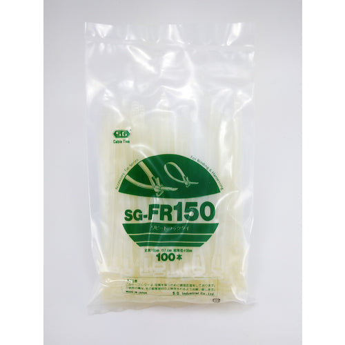 ＳＧ　フックリピートタイ　（標準タイプ）　乳白色　７．４×１５５ｍｍ　SG-FR150　1 袋